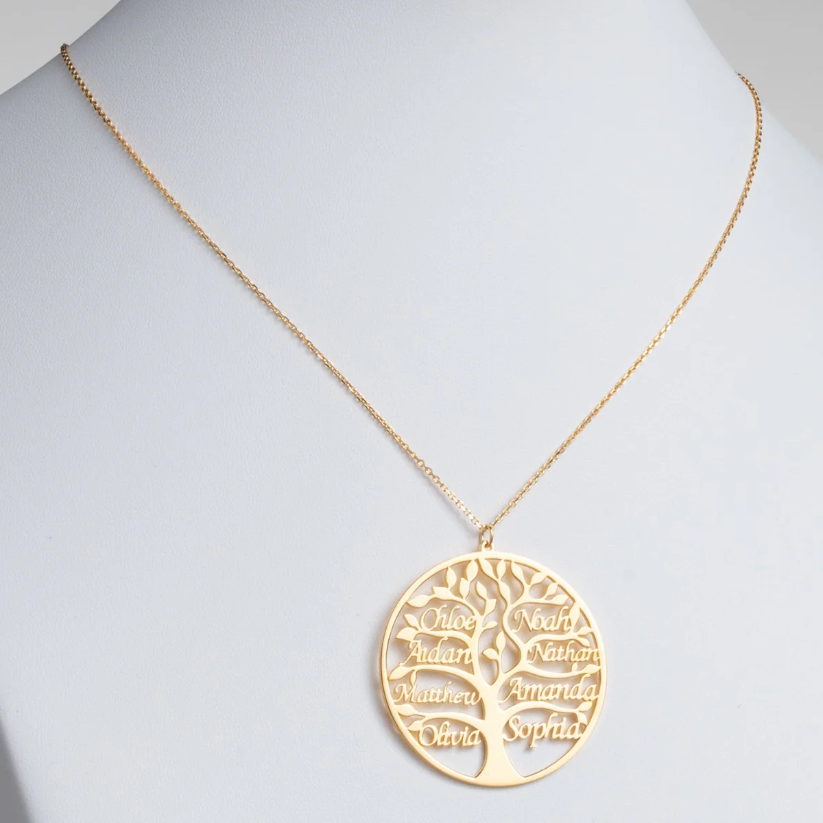14K Gold Plated Name Family Tree Necklace - Image 2