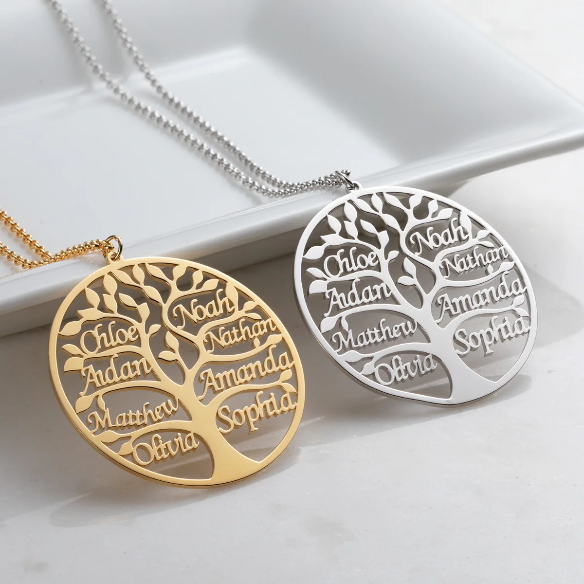 14K Gold Plated Name Family Tree Necklace - Image 3