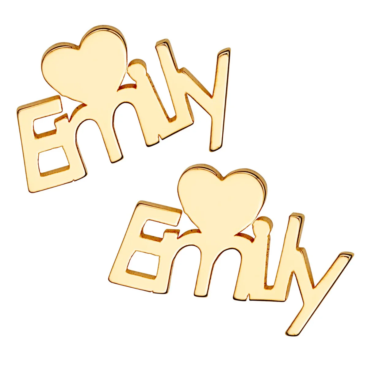 14K Gold Plated Name with Heart Crawler Earrings