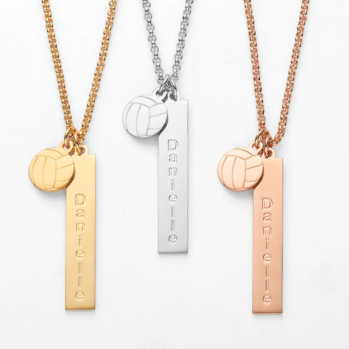 14K Gold Plated Name Necklace with Volleyball Charm Dangle - Image 2
