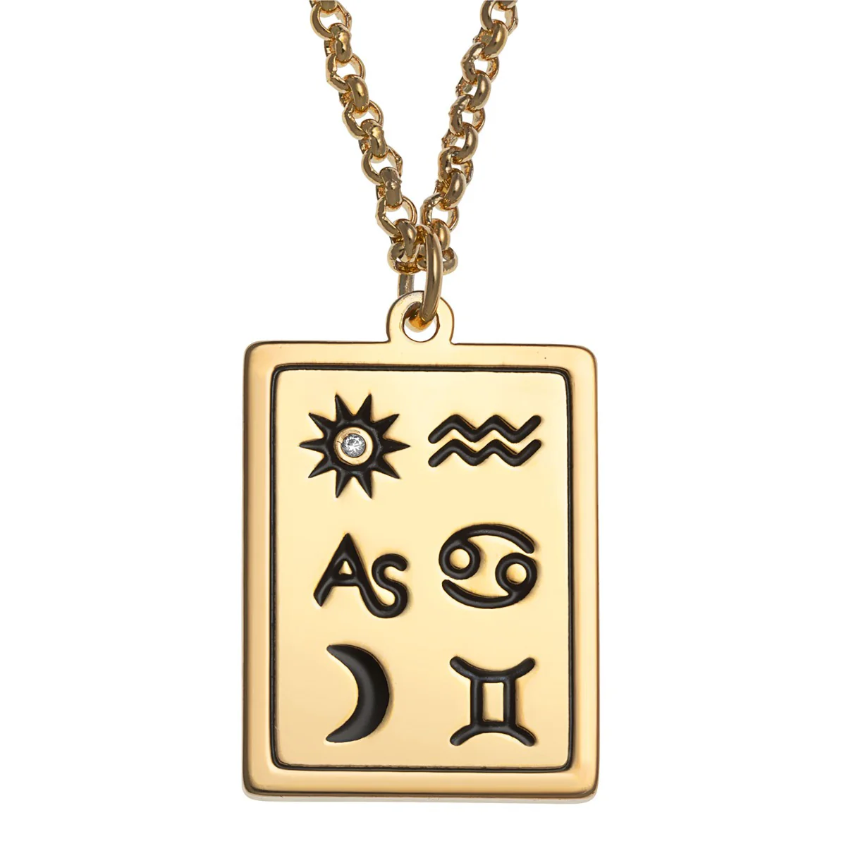 14K Gold Plated Personalized 3 Zodiac Signs Name Pendant Necklace