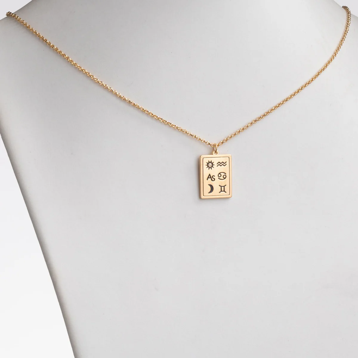 14K Gold Plated Personalized 3 Zodiac Signs Name Pendant Necklace - Image 3