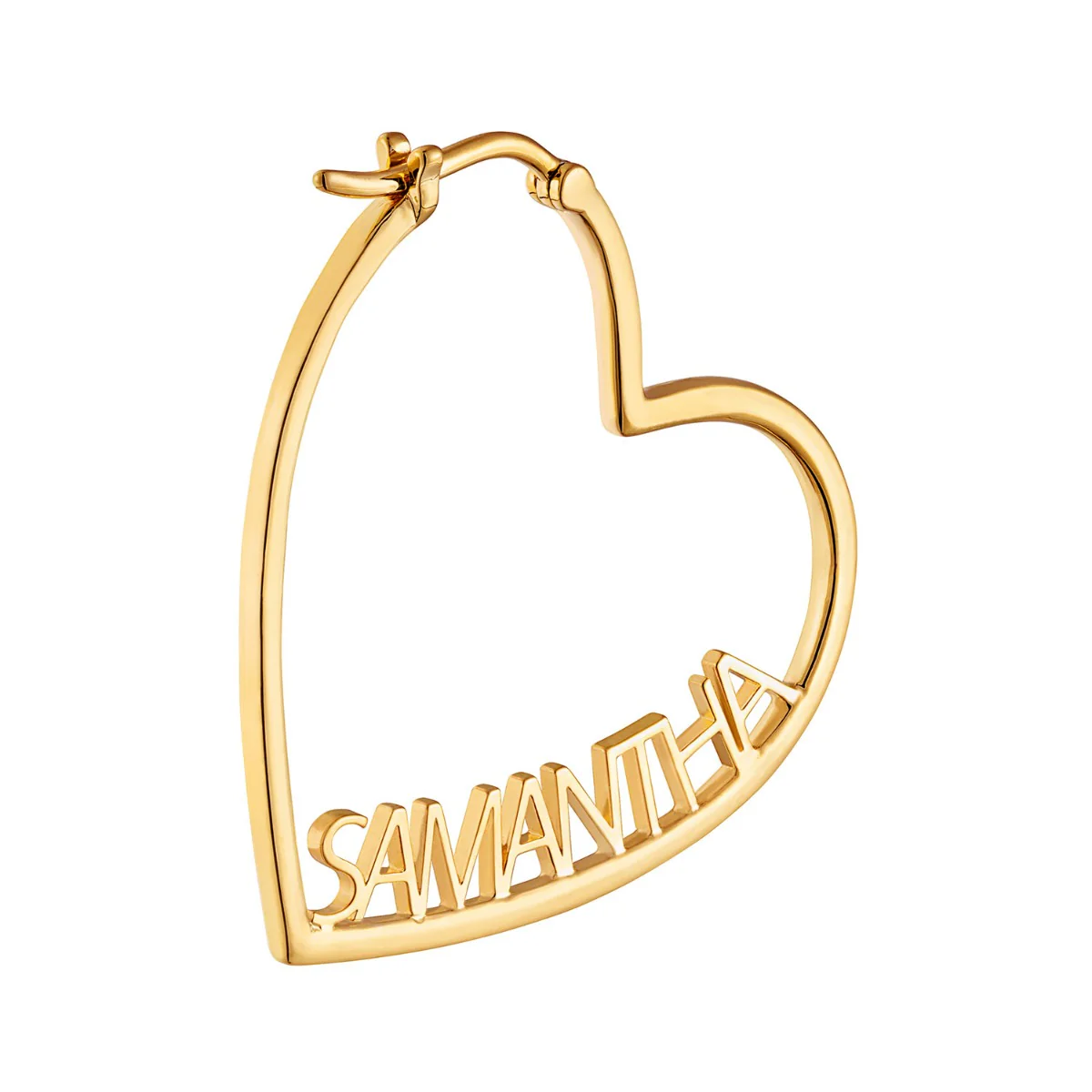 14K Gold Plated Personalized Nameplate Small Heart Hoop Earrings - Image 2