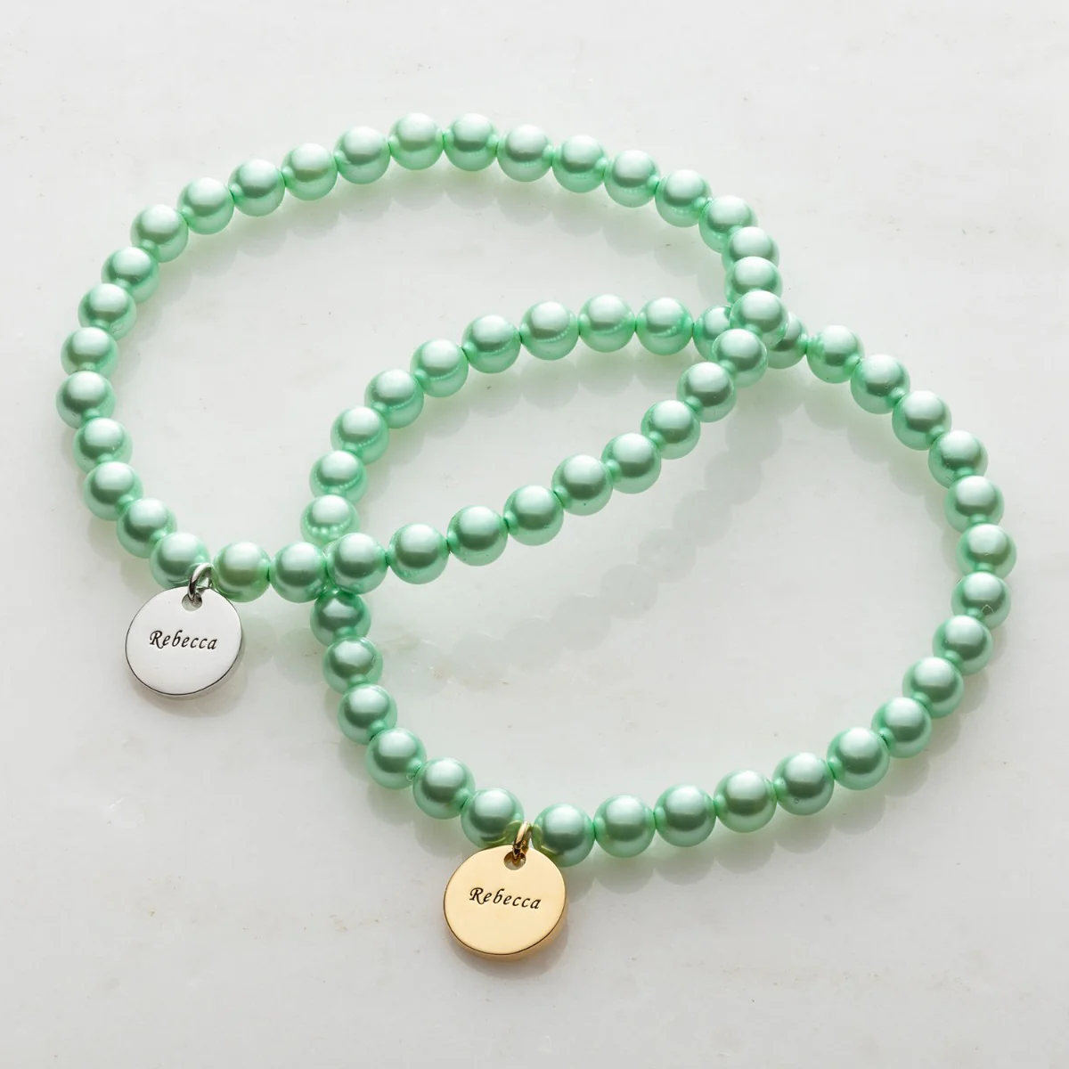 14K Gold Plated Personalized Pearl and Name Bracelet - Image 3