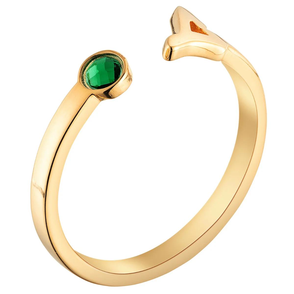14K Gold Plated Script Initial with Birthstone Ring - Image 2