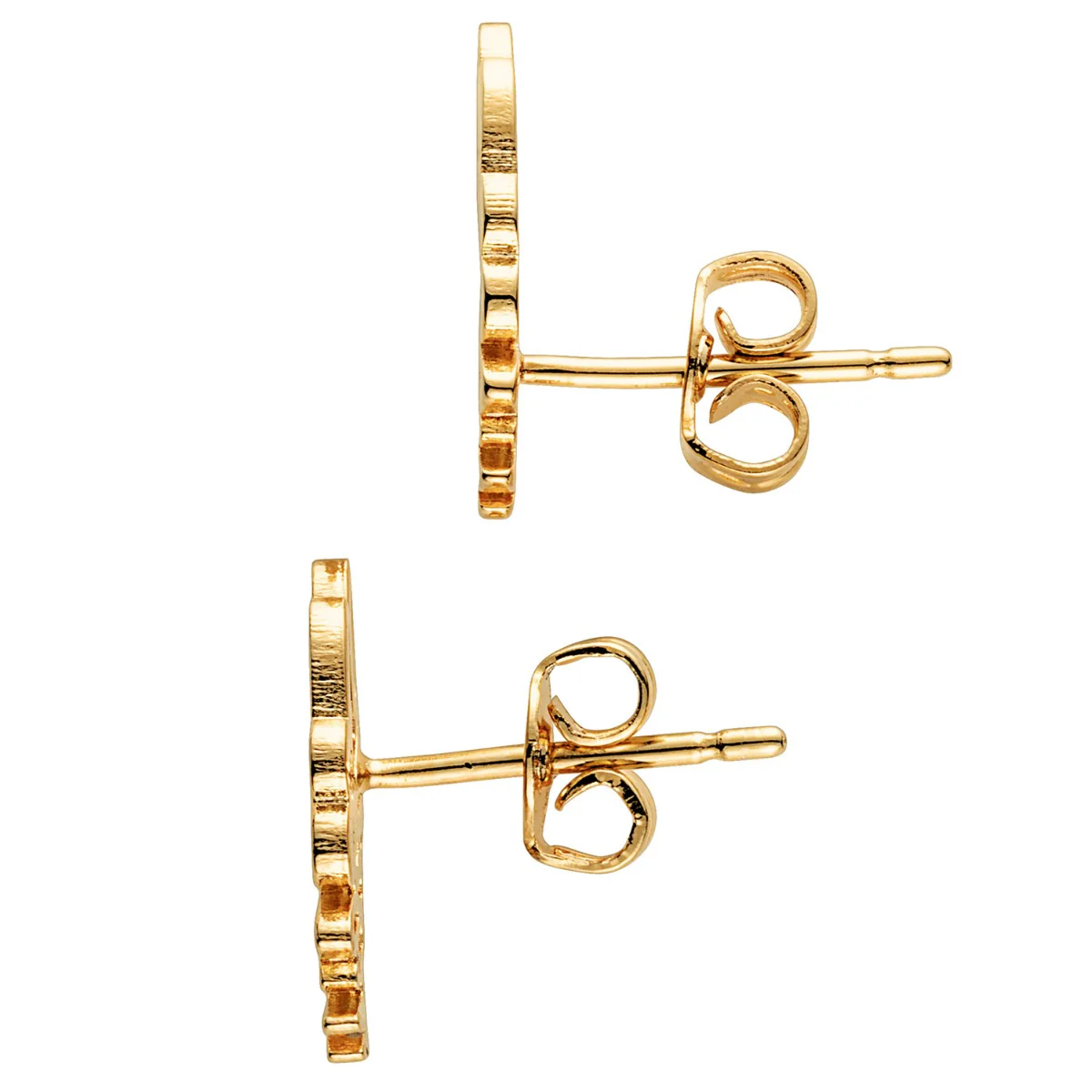 14K Gold Plated Script Name with Heart Crawler Earrings - Image 3