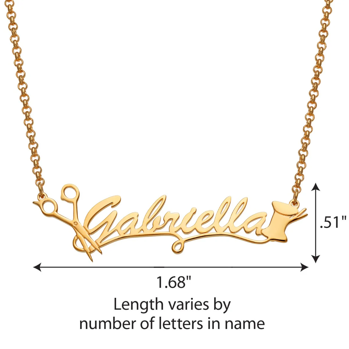 14K Gold Plated Seamstress Name Necklace - Image 4