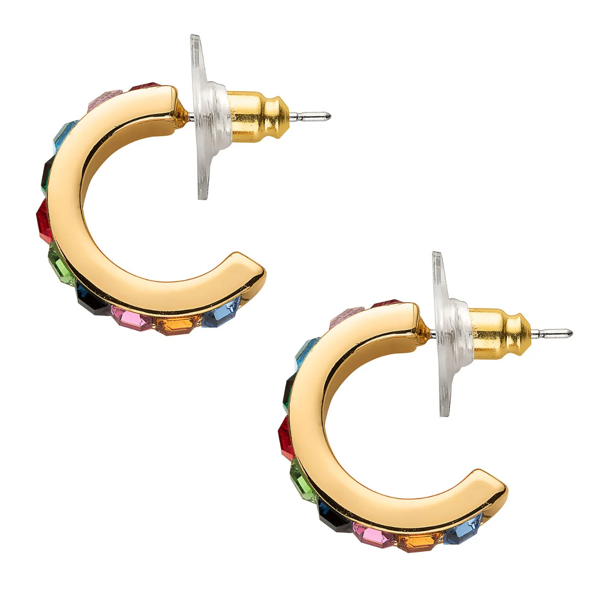 14K Gold Plated Square Birthstone Huggie Earrings - Image 2