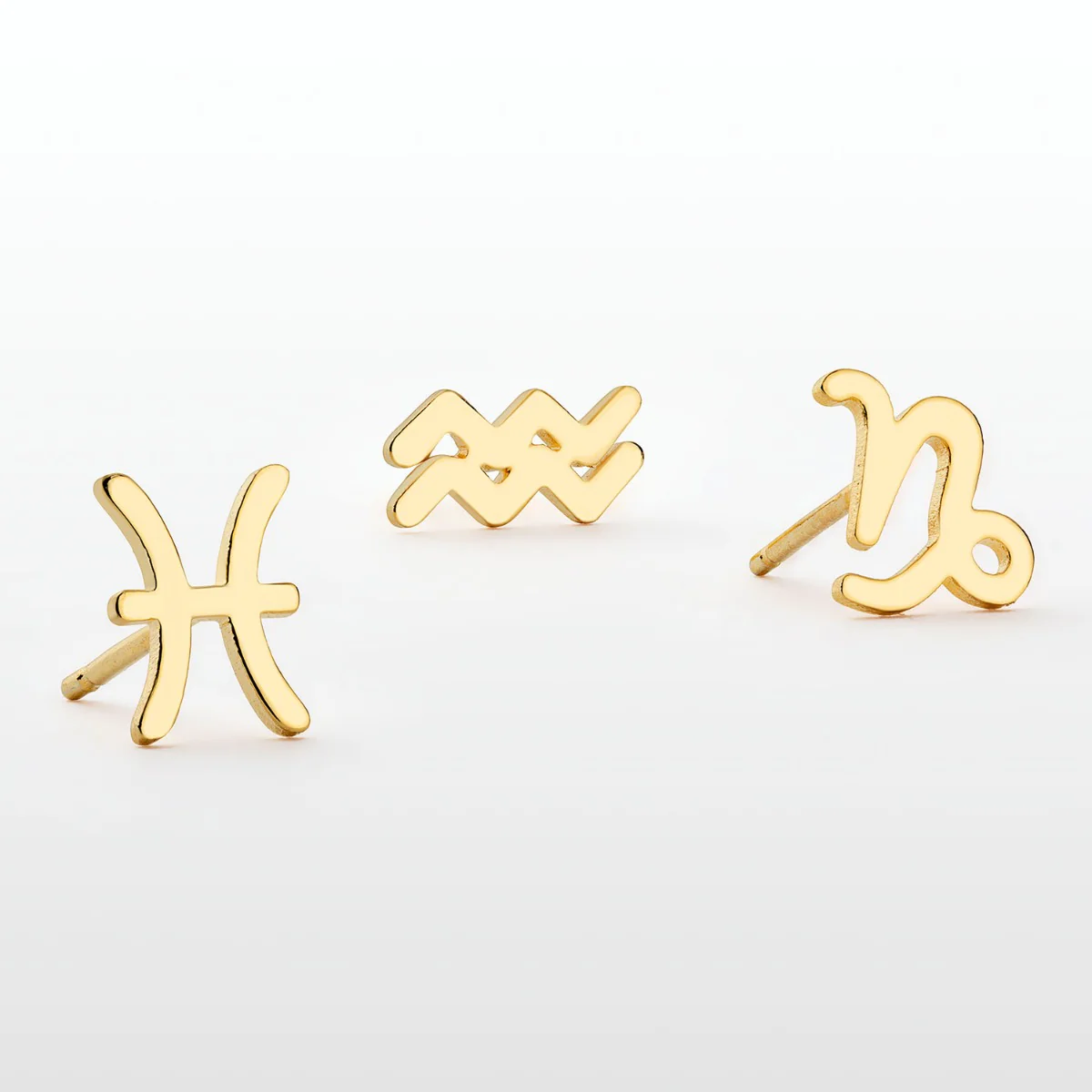 14K Gold Plated Zodiac Sign Cutout Stud Earring Set of 2 - Image 4