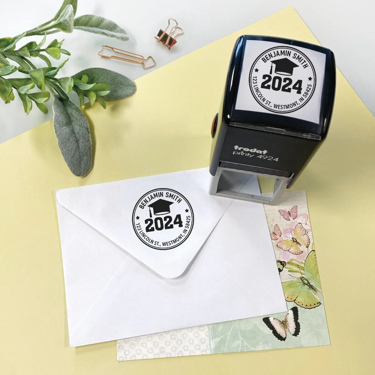 Graduate Personalized Return Address Rubber Stamp - Image 4