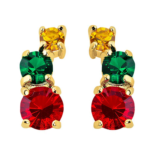Graduated 3 Birthstone Crawler Stud Earring - Image 3