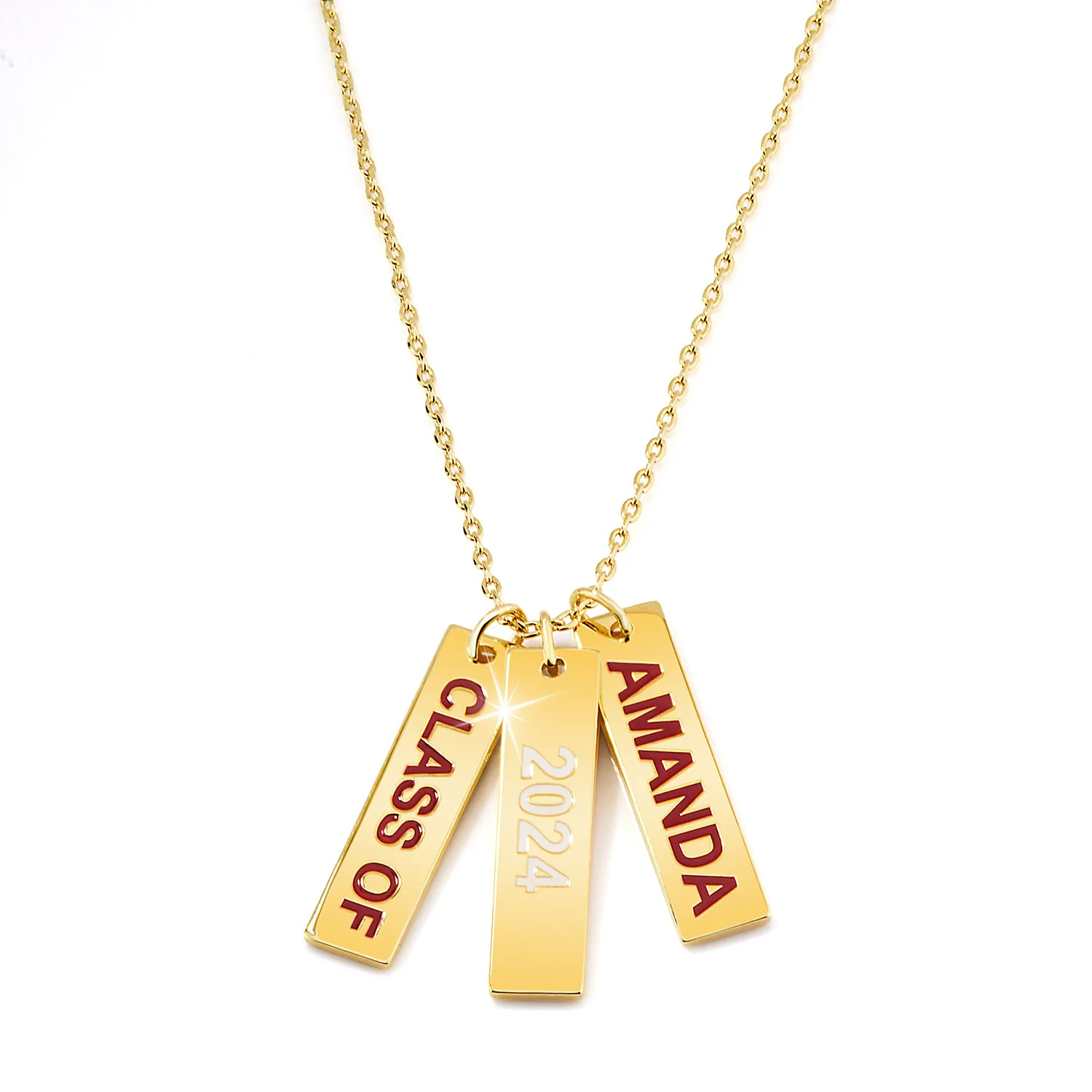 Graduation Charms Engraved Enamel Triple Tag Freestyle Class/ Graduation Necklace - Image 4