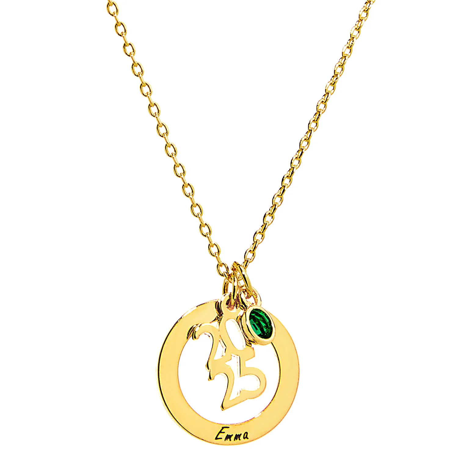 Graduation Cluster Charm Necklace with Birthstone - Image 4