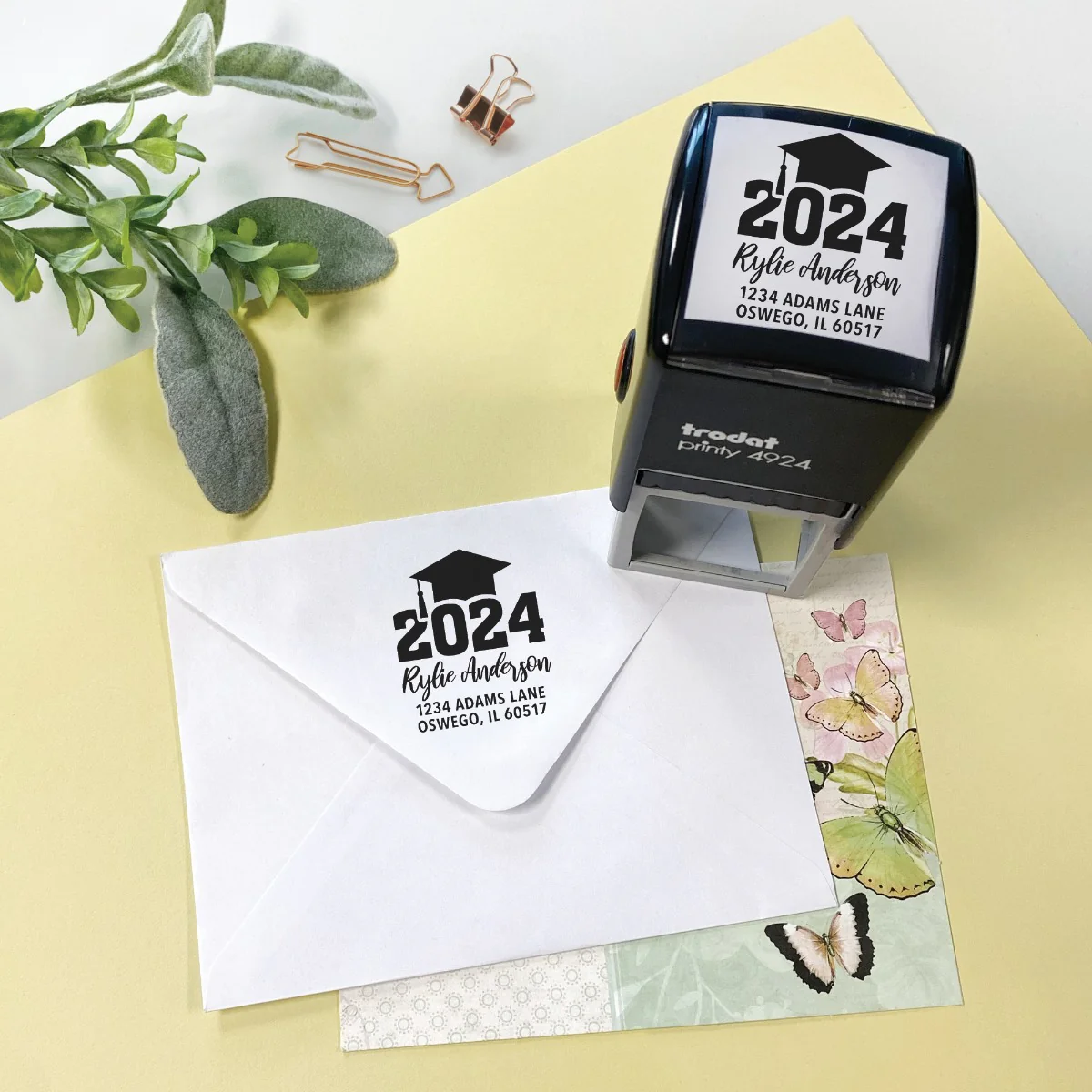 Hats Off To The Graduate Personalized Return Address Rubber Stamp - Image 4