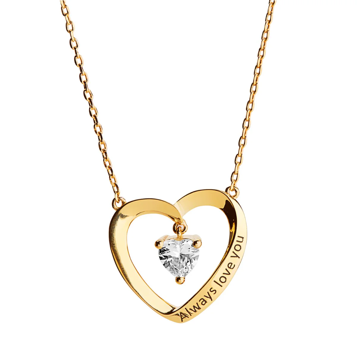 Heart Within a Heart Birthstone Necklace - Image 2