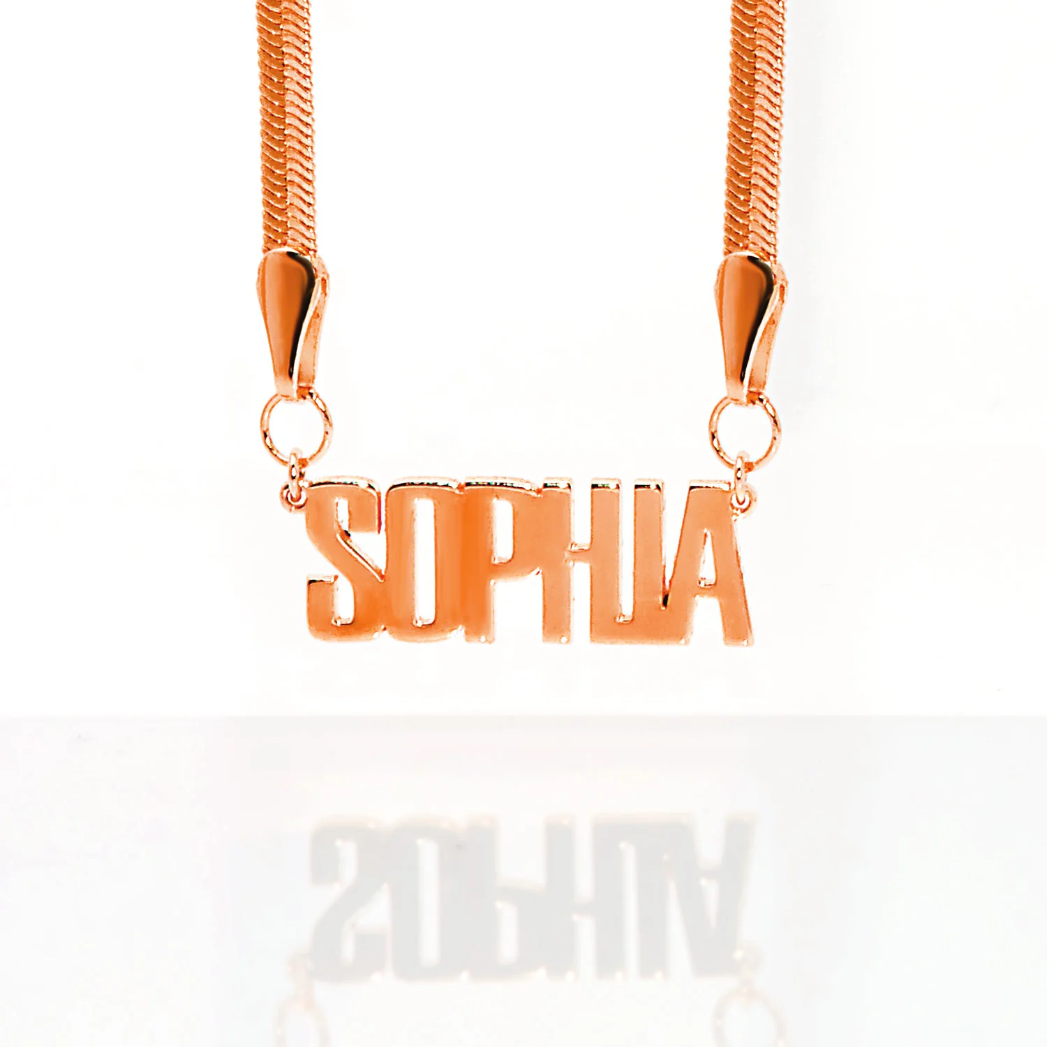 Herringbone Chain Bold Uppercase Name Necklace - Image 5