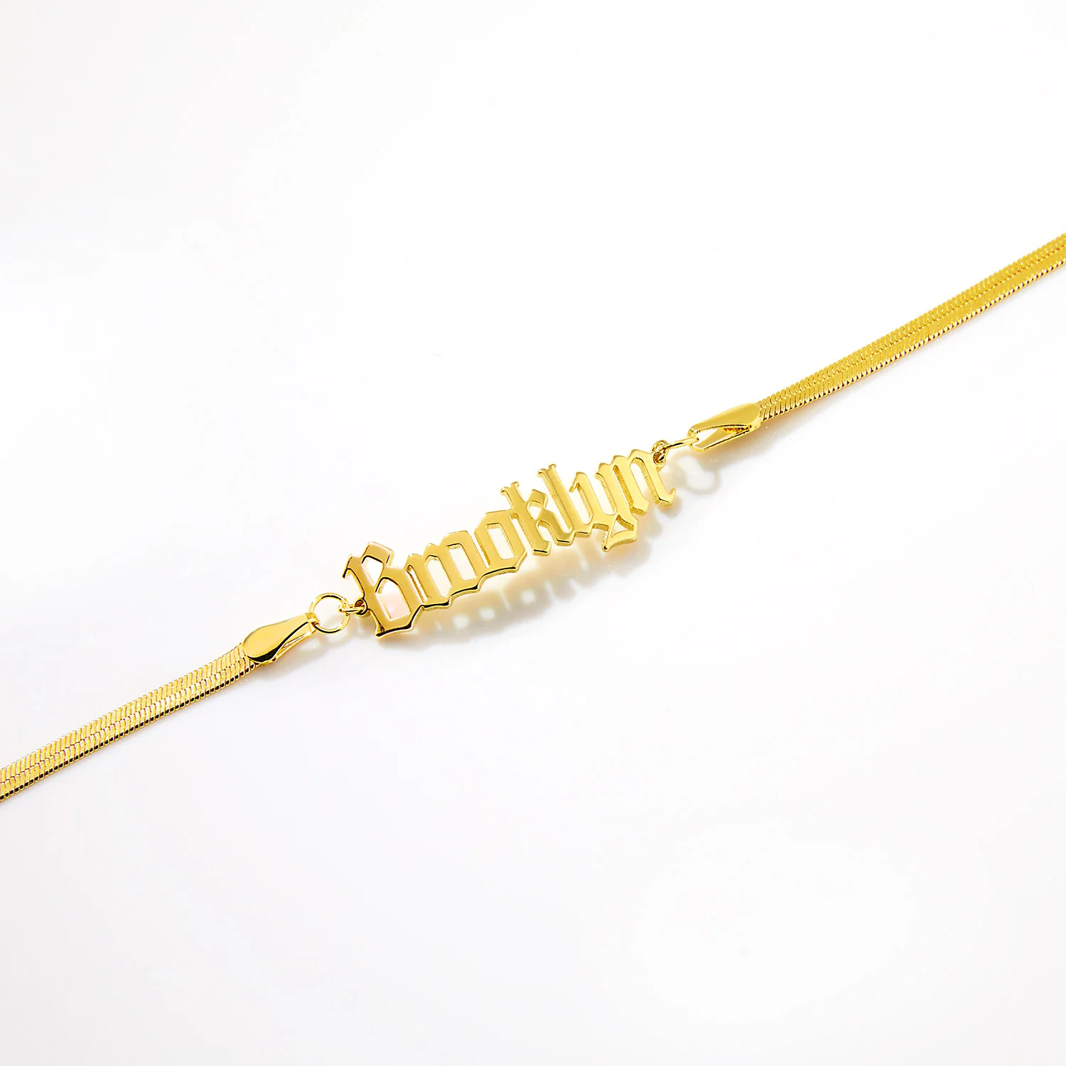 Herringbone Chain Old English Name Bracelet - Image 6