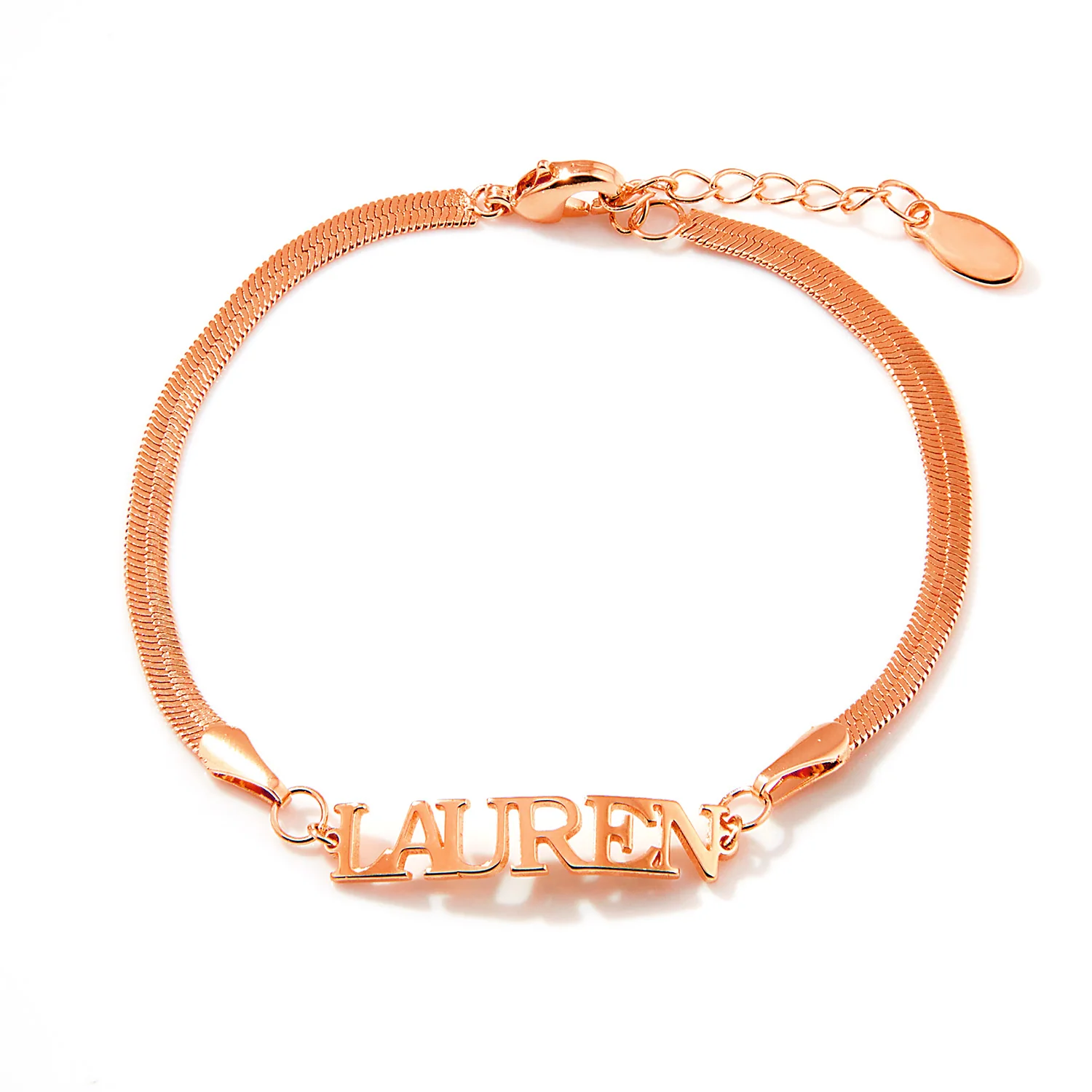 Herringbone Chain Petite Uppercase Name Bracelet - Image 5
