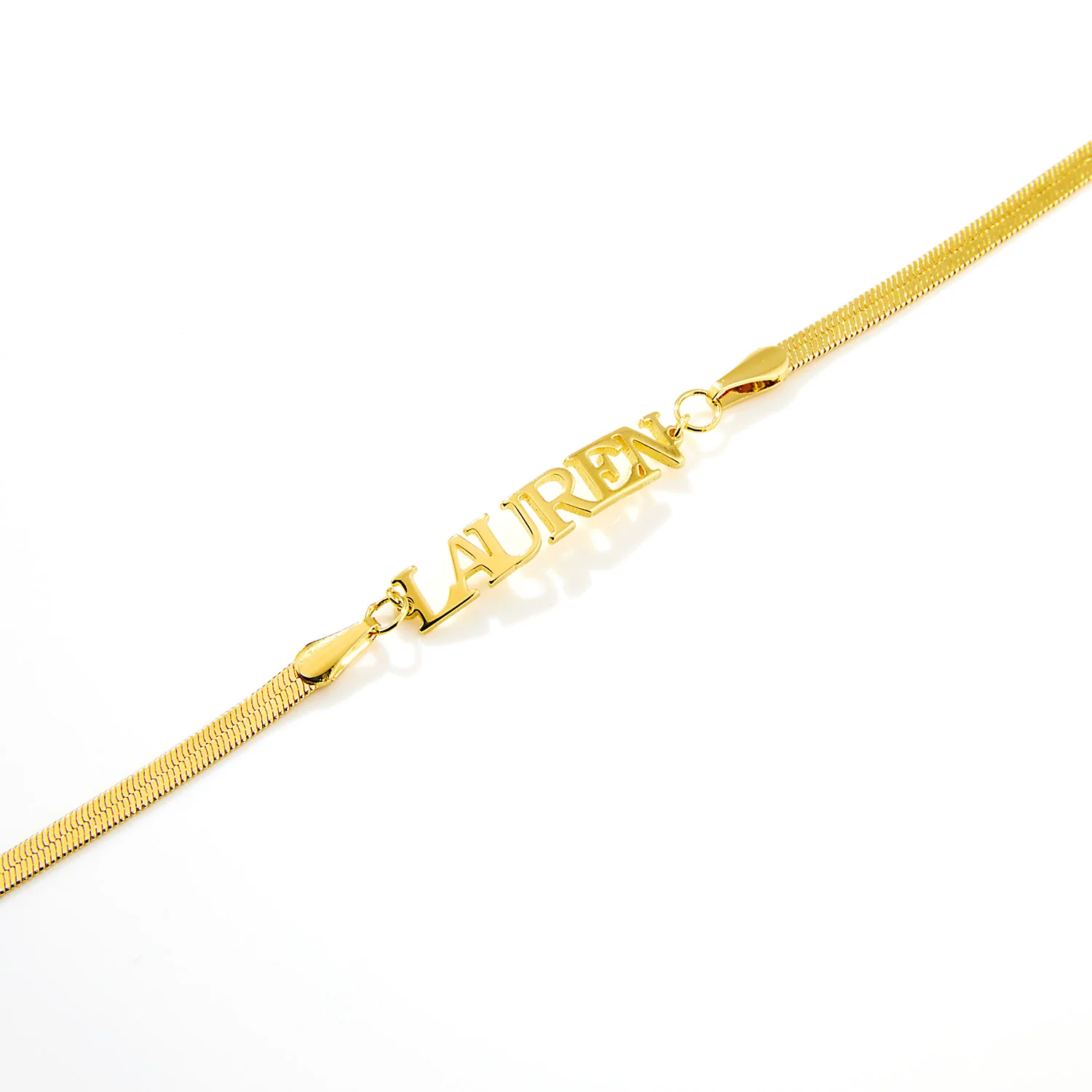 Herringbone Chain Petite Uppercase Name Bracelet - Image 6