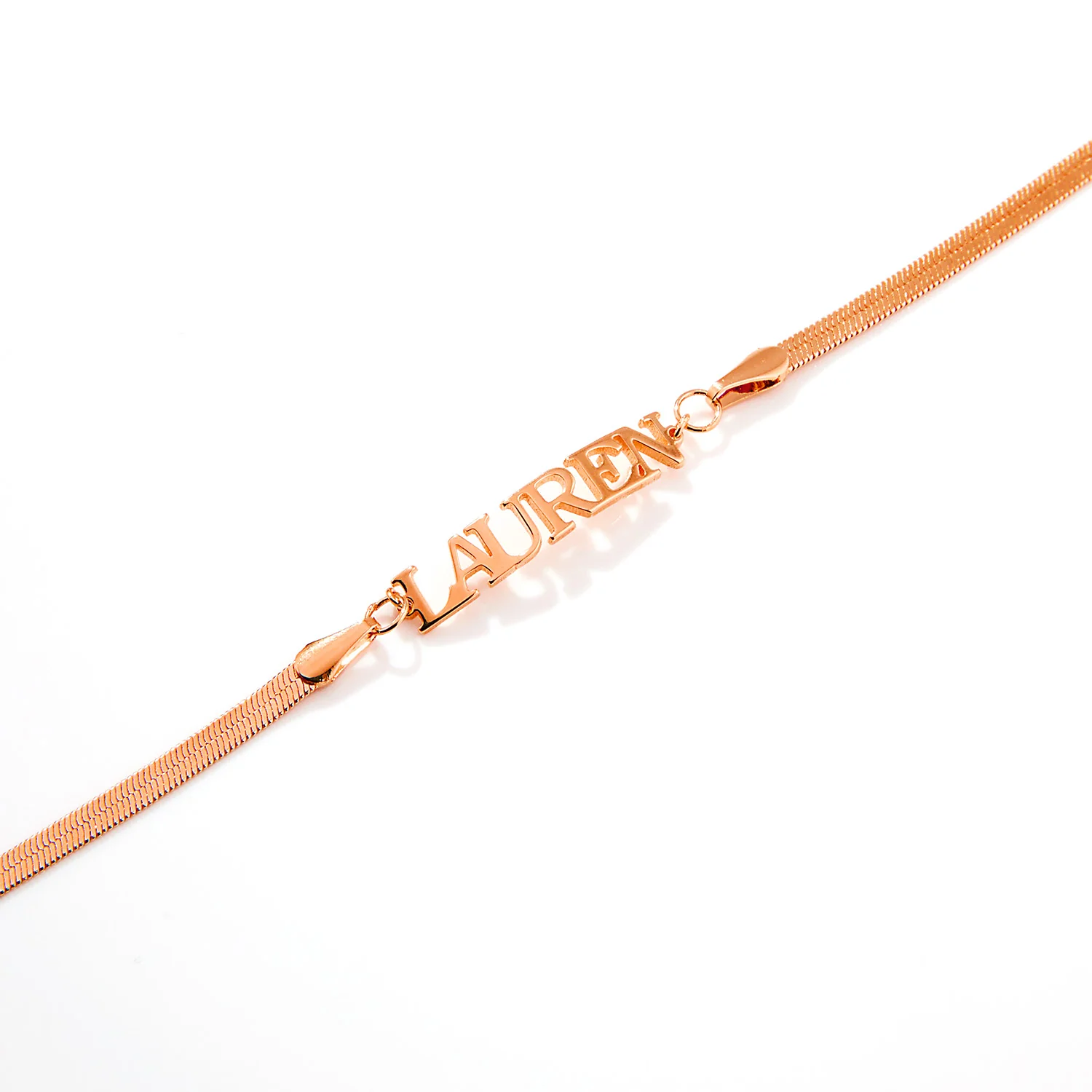 Herringbone Chain Petite Uppercase Name Bracelet - Image 8