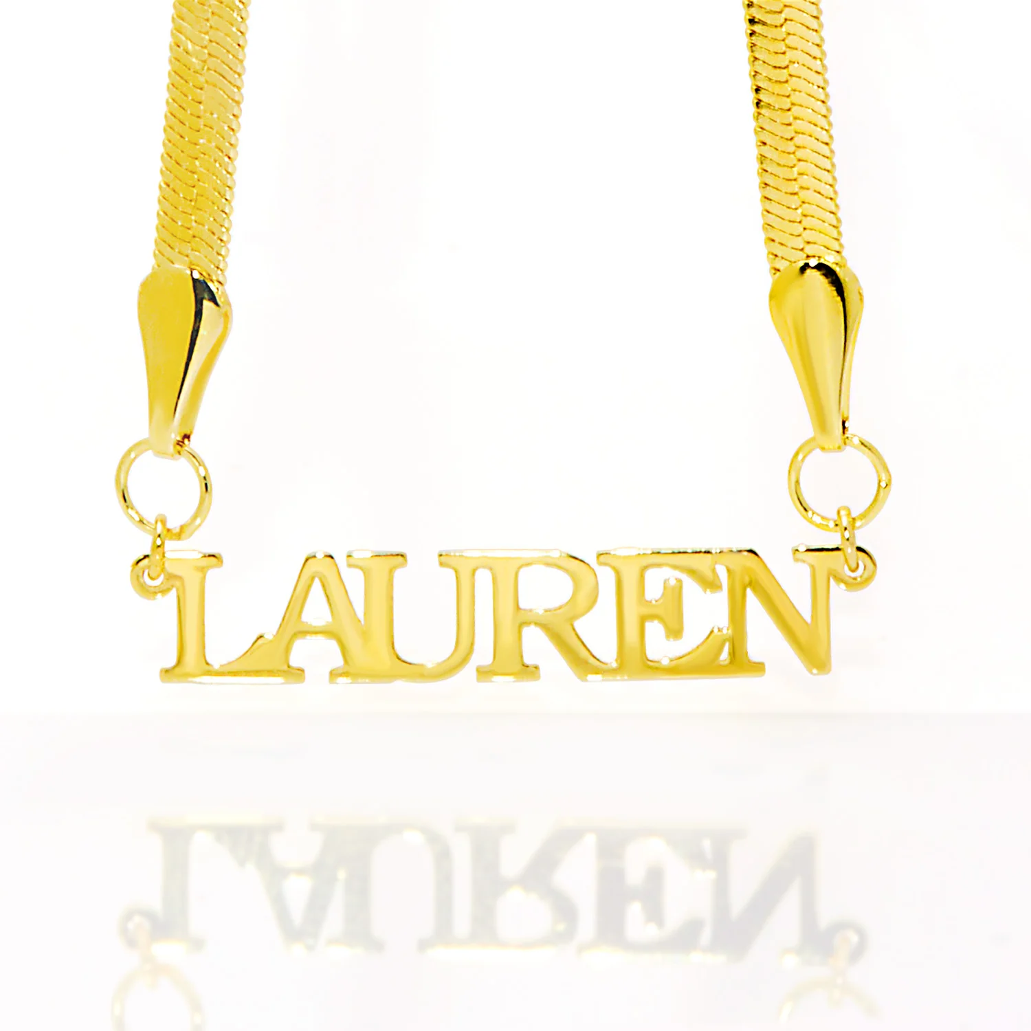 Herringbone Chain Petite Uppercase Name Necklace - Image 2