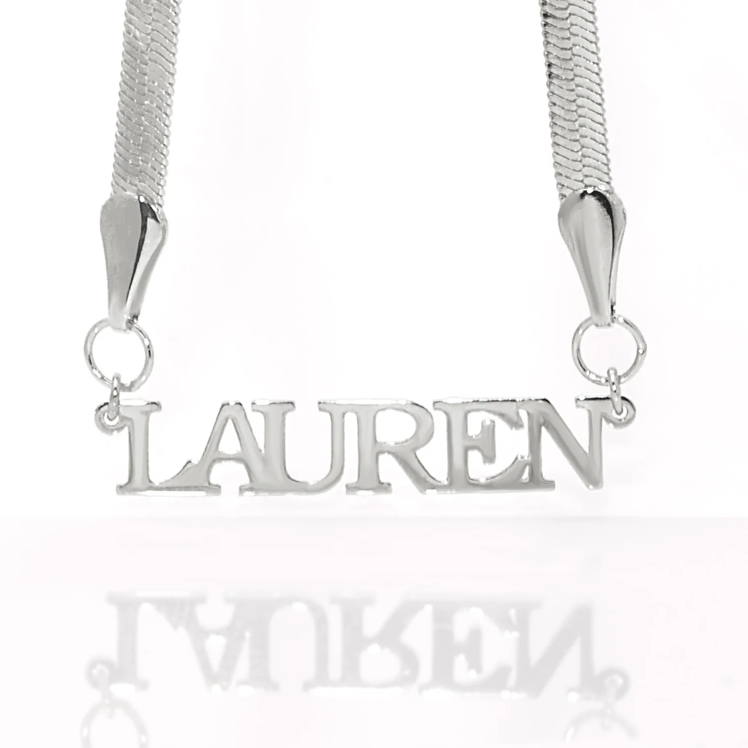Herringbone Chain Petite Uppercase Name Necklace - Image 4