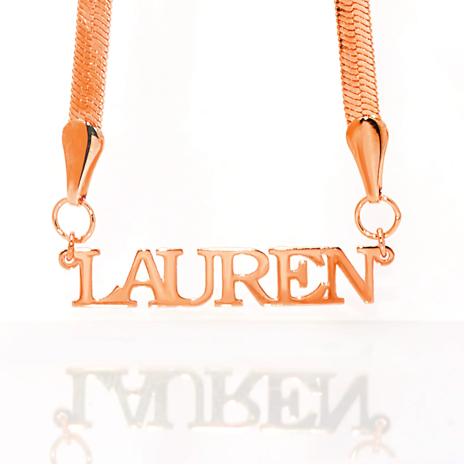 Herringbone Chain Petite Uppercase Name Necklace - Image 5