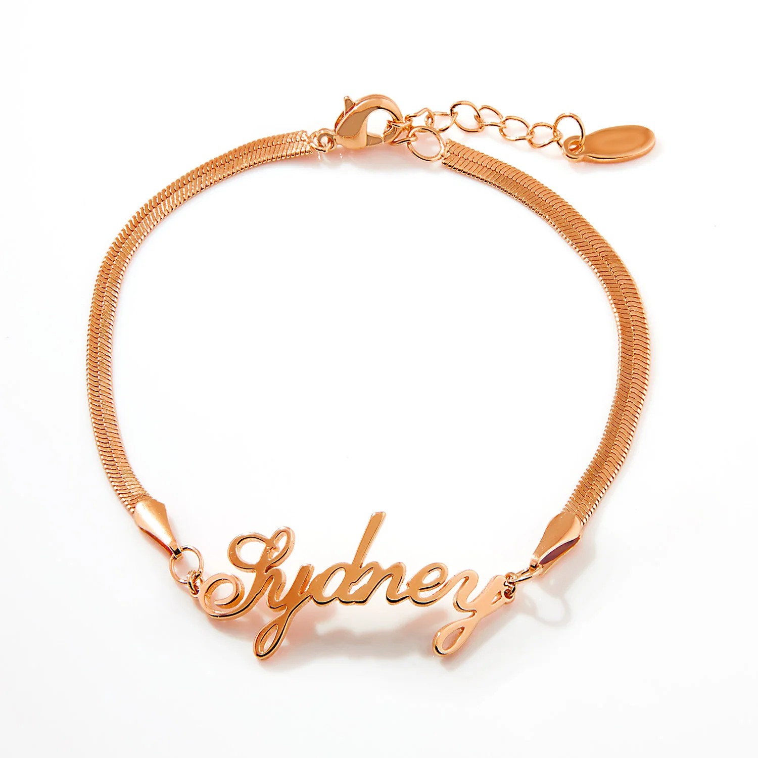 Herringbone Chain Script Name Bracelet - Image 5