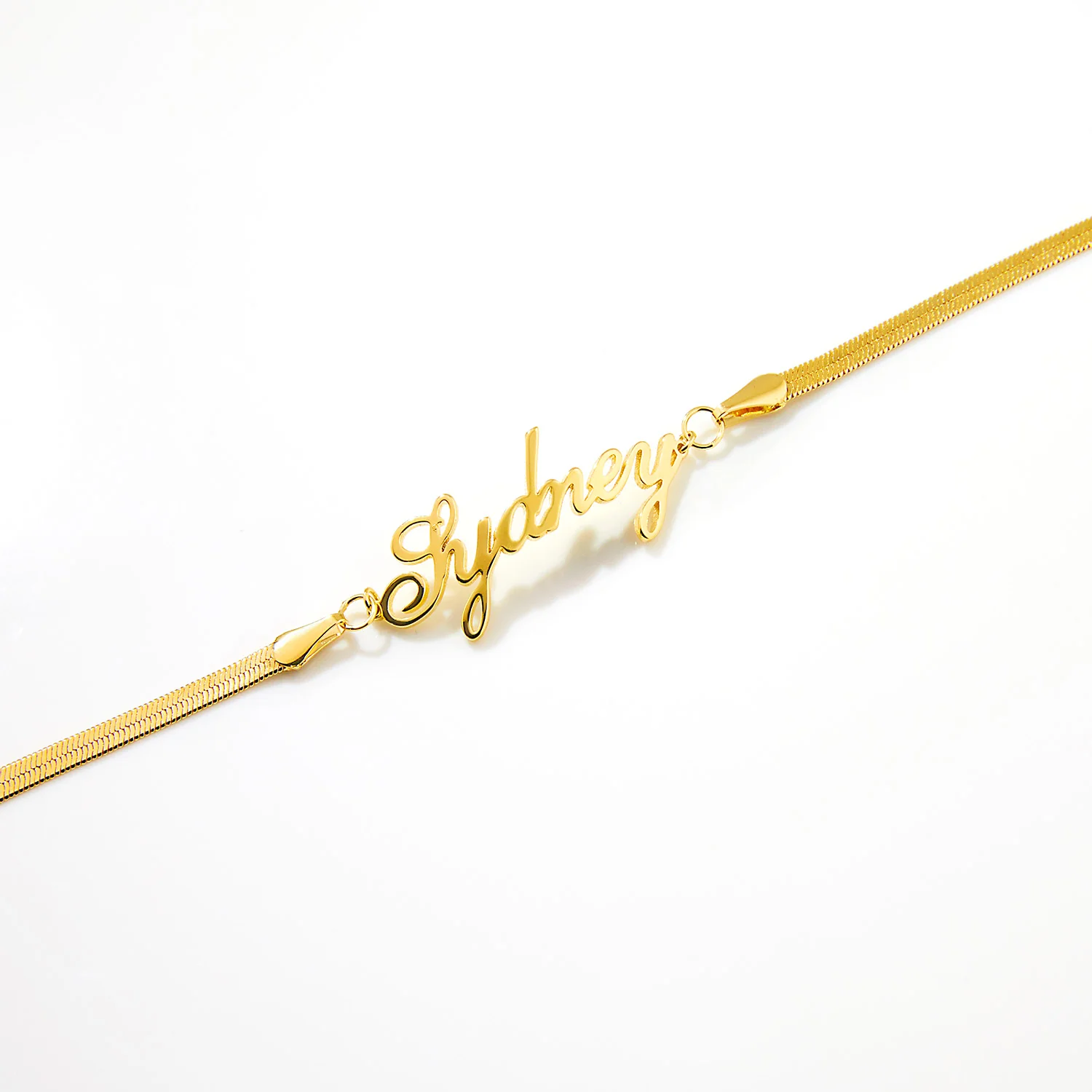 Herringbone Chain Script Name Bracelet - Image 6