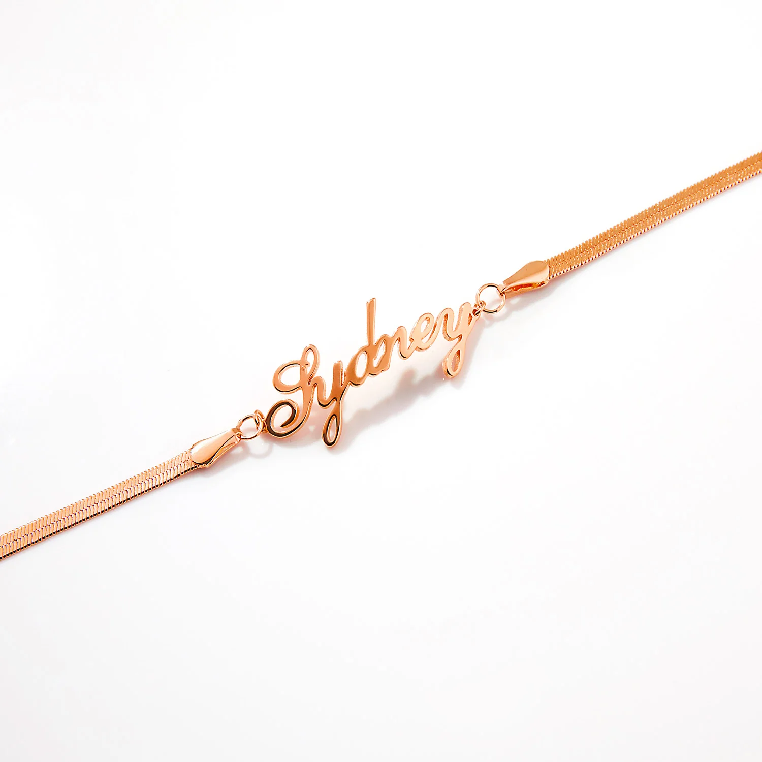 Herringbone Chain Script Name Bracelet - Image 8