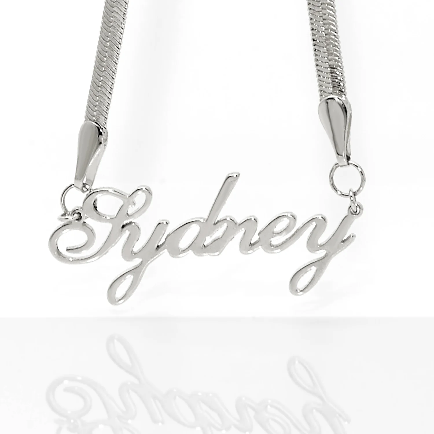 Herringbone Chain Script Name Necklace - Image 4