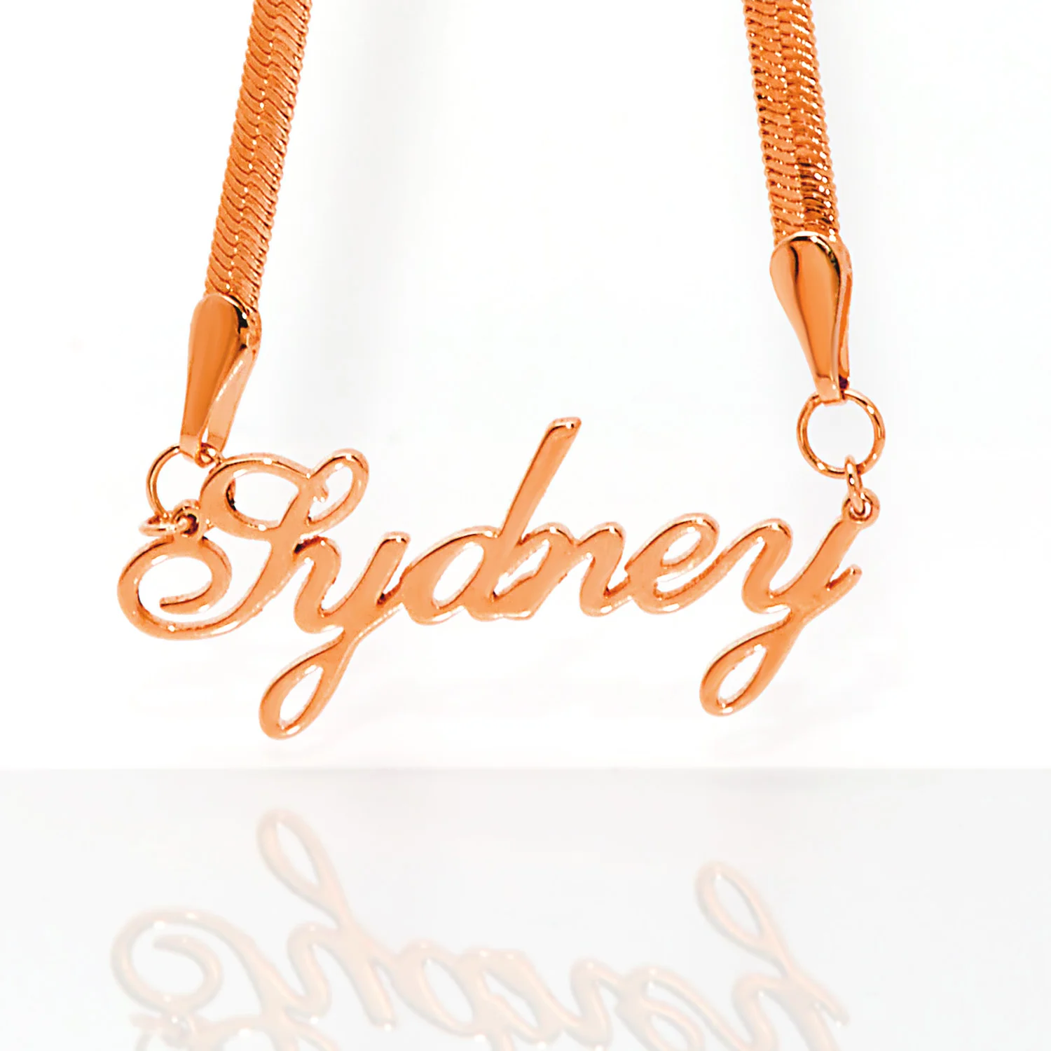 Herringbone Chain Script Name Necklace - Image 5