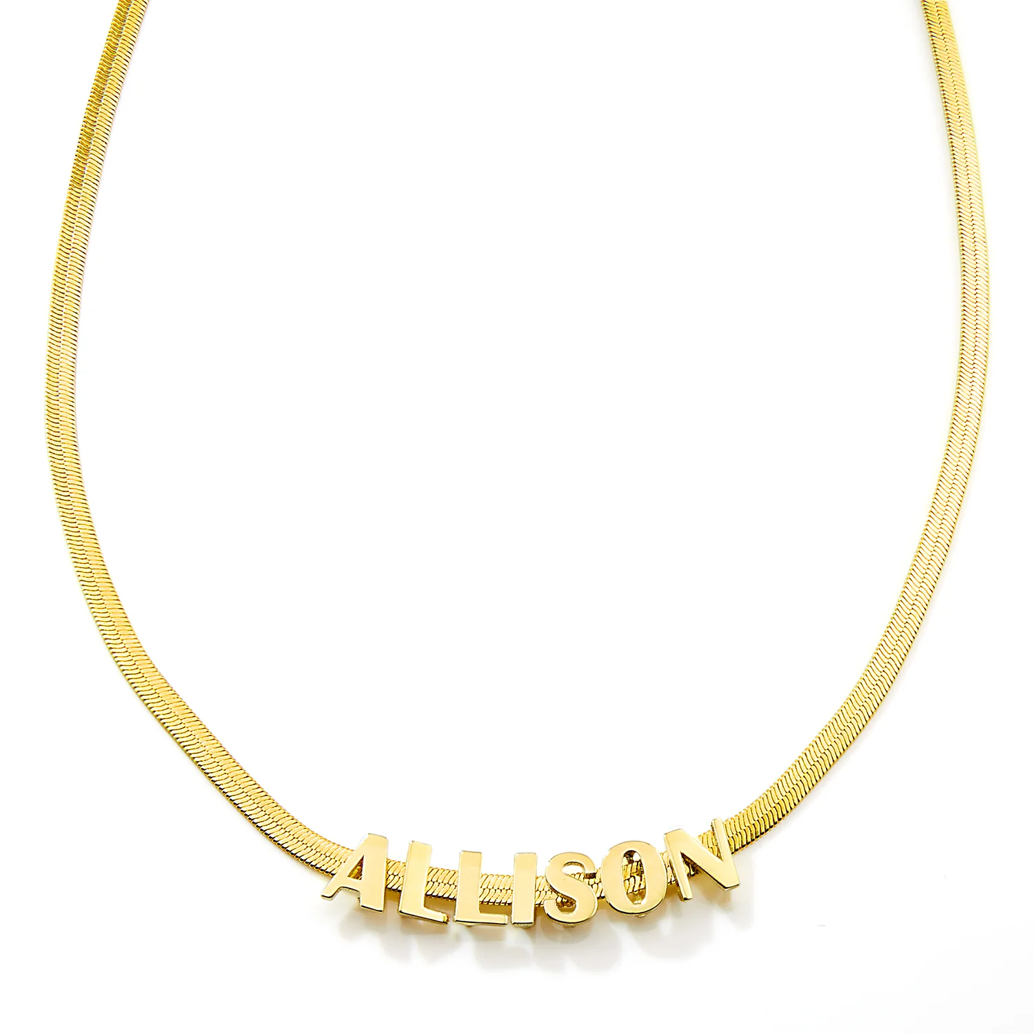 Herringbone Chain Slide Letter Charm Name Necklace - Image 4