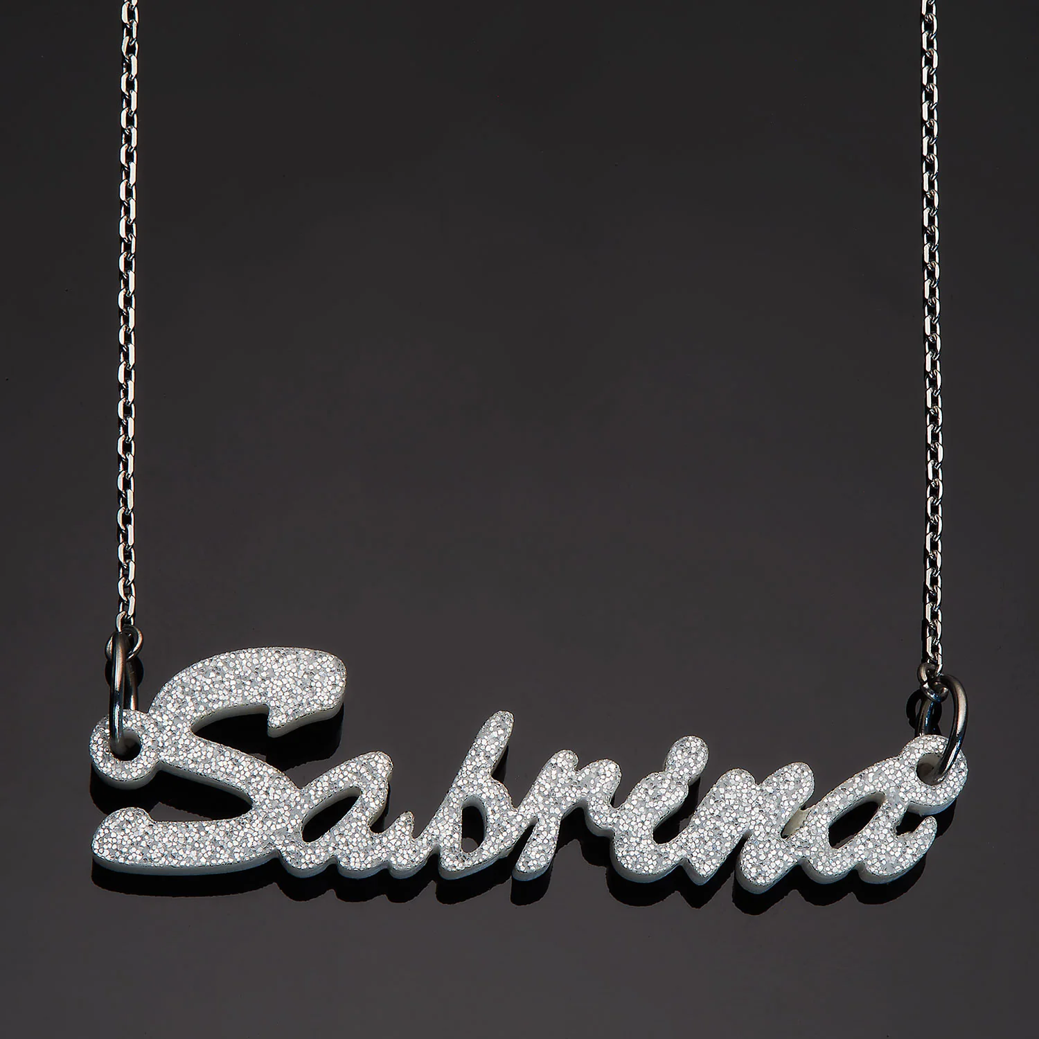 Hollywood Script Acrylic Name Plaque Necklace - Image 4