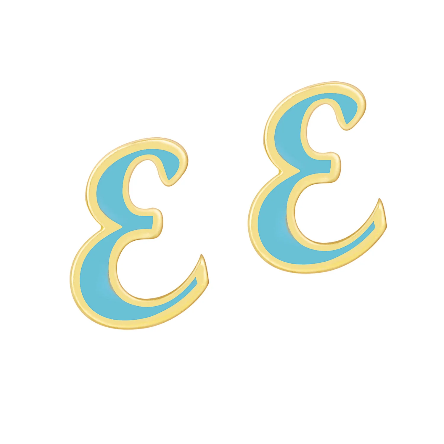 Hollywood Script Initial Enamel Button Earrings - Image 3
