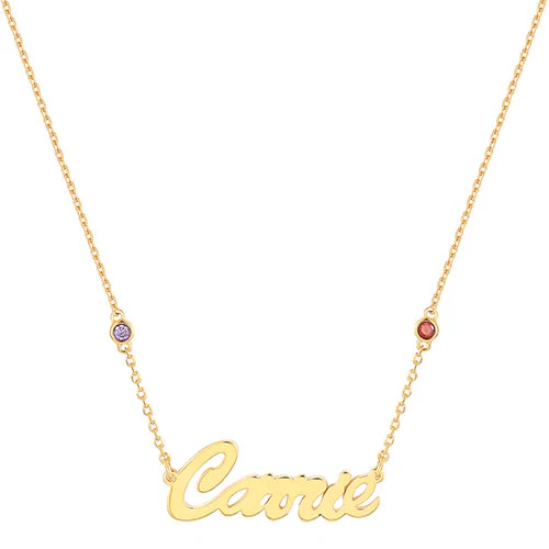 Hollywood Script Name and Birthstone Necklace - Image 4