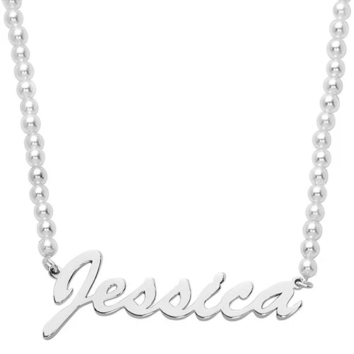 Hollywood Script Name Shell Pearl Necklace