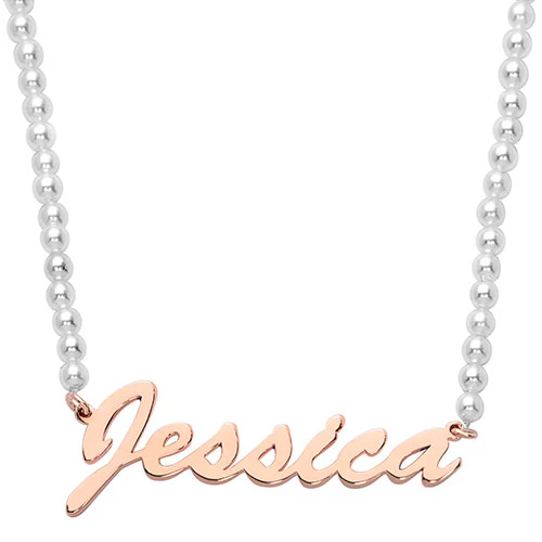 Hollywood Script Name Shell Pearl Necklace - Image 5