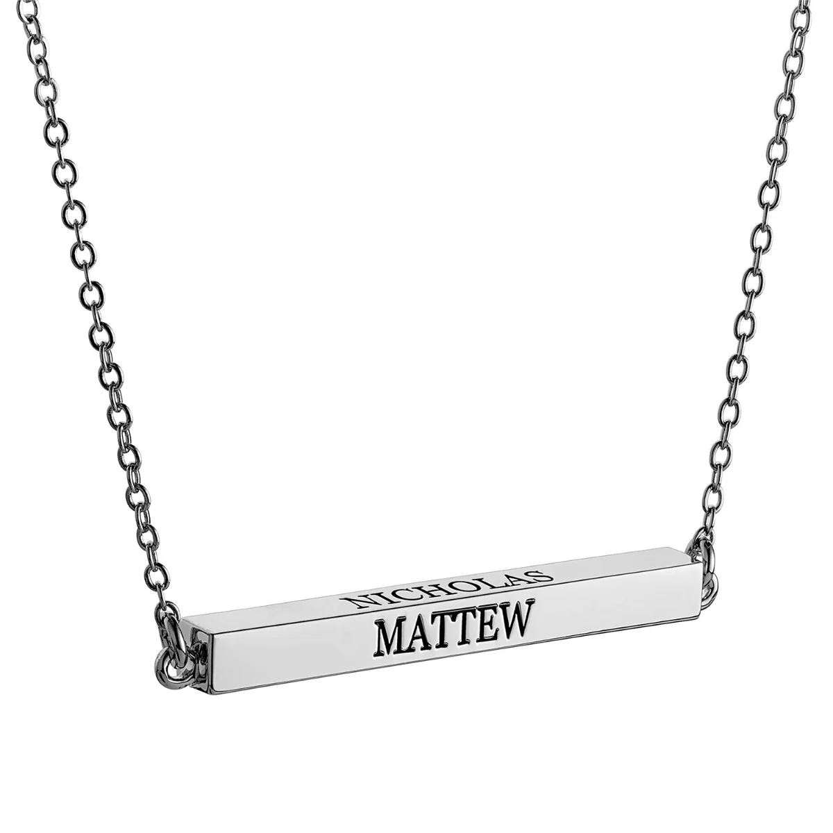 Horizontal 4-sided Bar 'Live, Love, Laugh' Engraved Necklace - Image 3