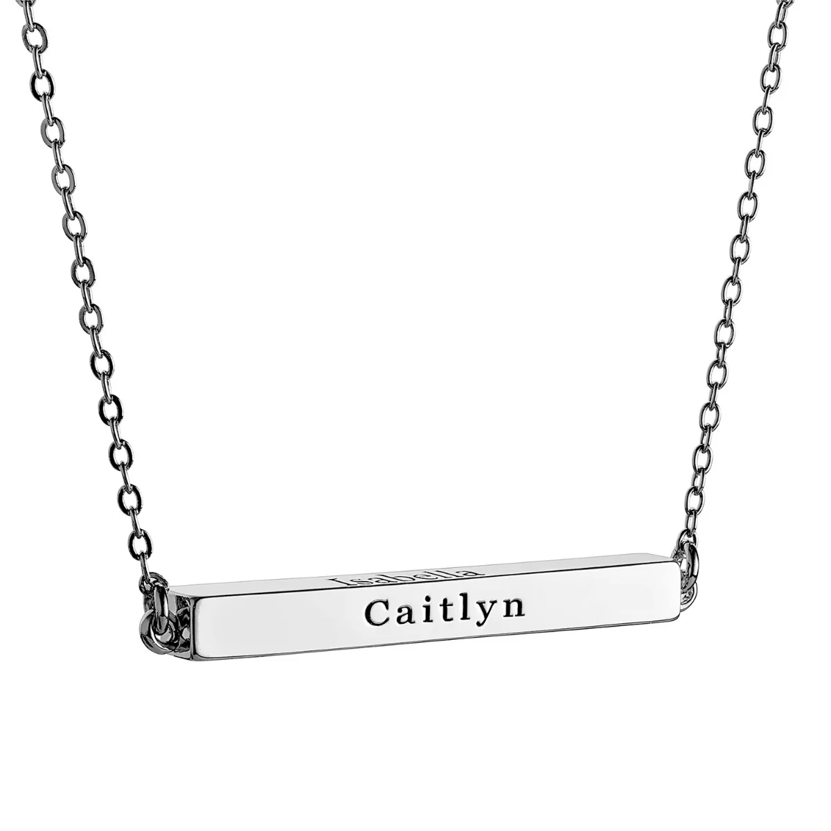 Horizontal 4-sided Bar Mother's Engraved Family Name Necklace - Image 3