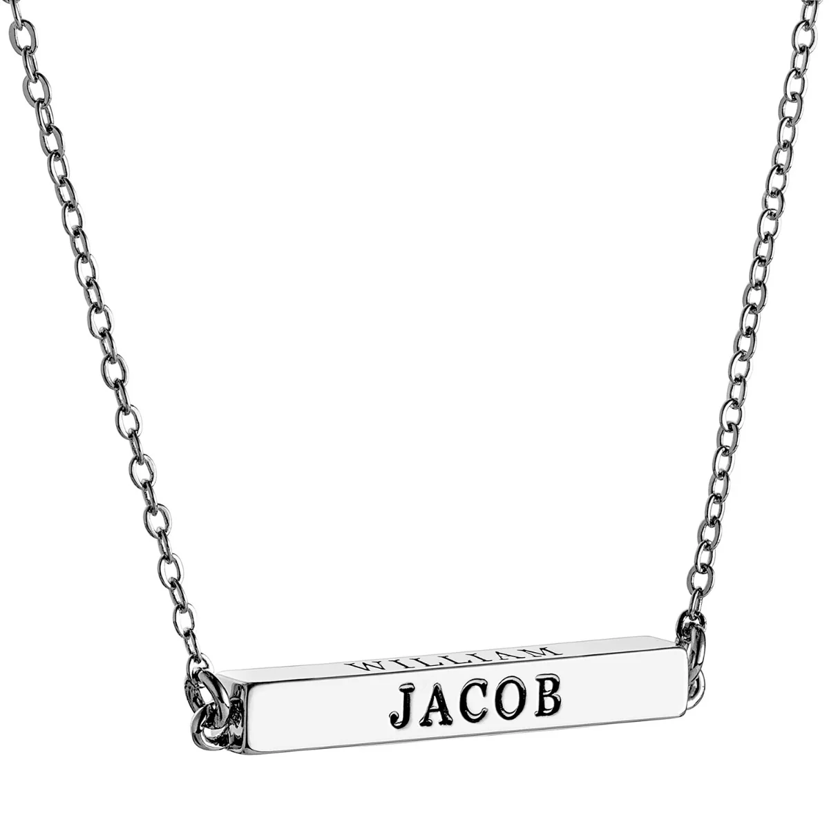 Horizontal 4-Sided Engraved Family Name Necklace - Image 10
