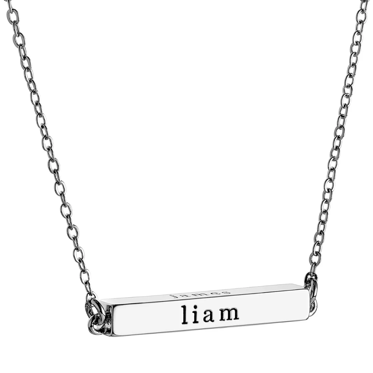 Horizontal 4-Sided Engraved Family Name Necklace - Image 11