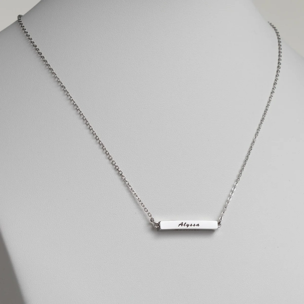 Horizontal 4-Sided Engraved Family Name Necklace - Image 3