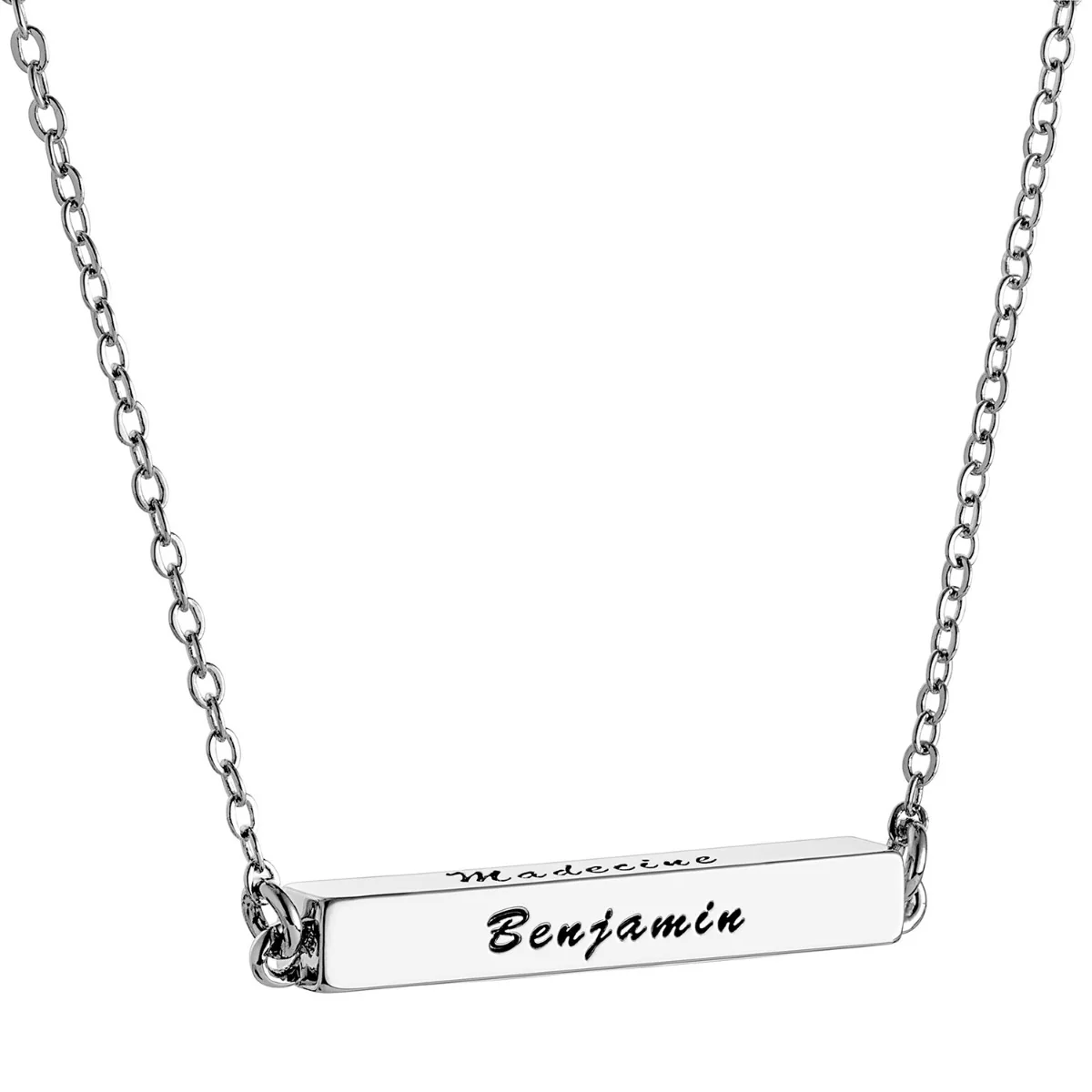 Horizontal 4-Sided Engraved Family Name Necklace - Image 6