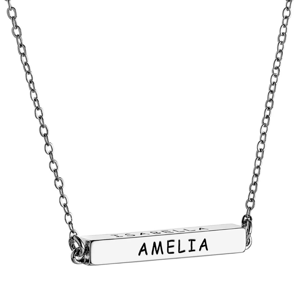 Horizontal 4-Sided Engraved Family Name Necklace - Image 7