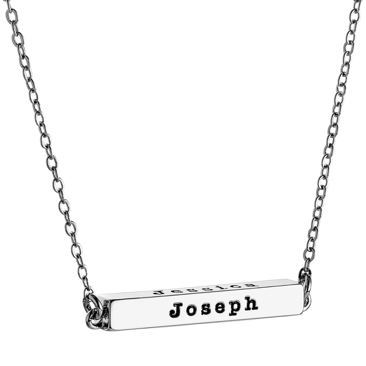 Horizontal 4-Sided Engraved Family Name Necklace - Image 9