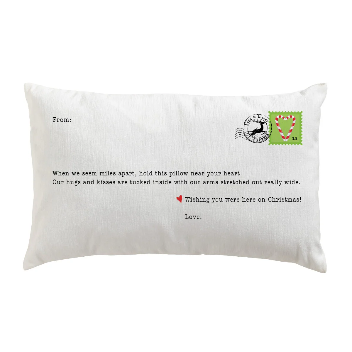 Hugs from Us Holiday Postcard Lumbar Throw Pillow - Image 4