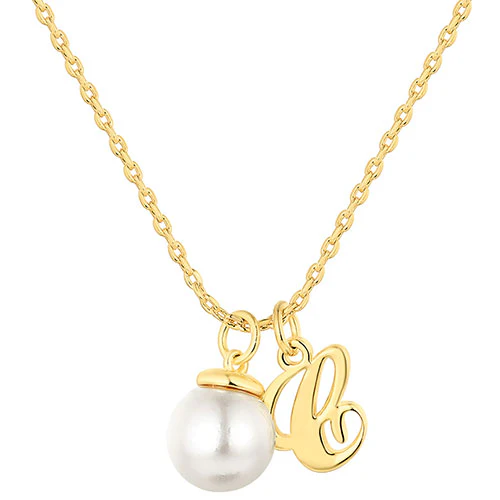 Initial and Birthstone Pearl Charm Necklace - Image 4