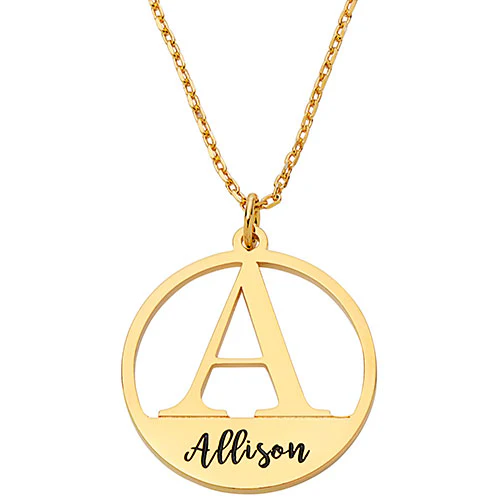 Initial and Engraved Name Disc Necklace - Image 4
