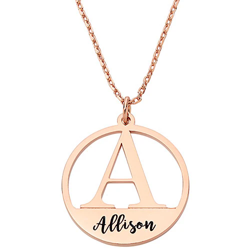 Initial and Engraved Name Disc Necklace - Image 6